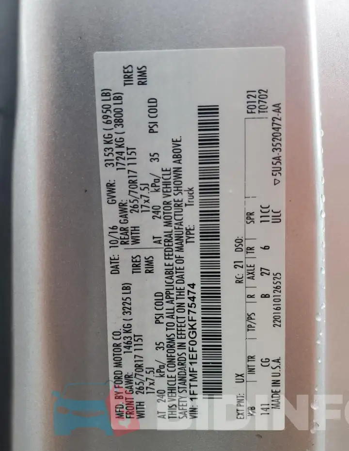1FTMF1EF0GKF75474 Photo# 12