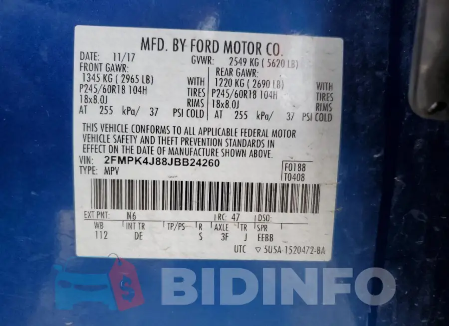 2FMPK4J88JBB24260 Photo# 14