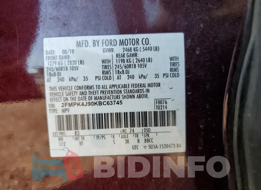 2FMPK4J90KBC63745 Photo# 13