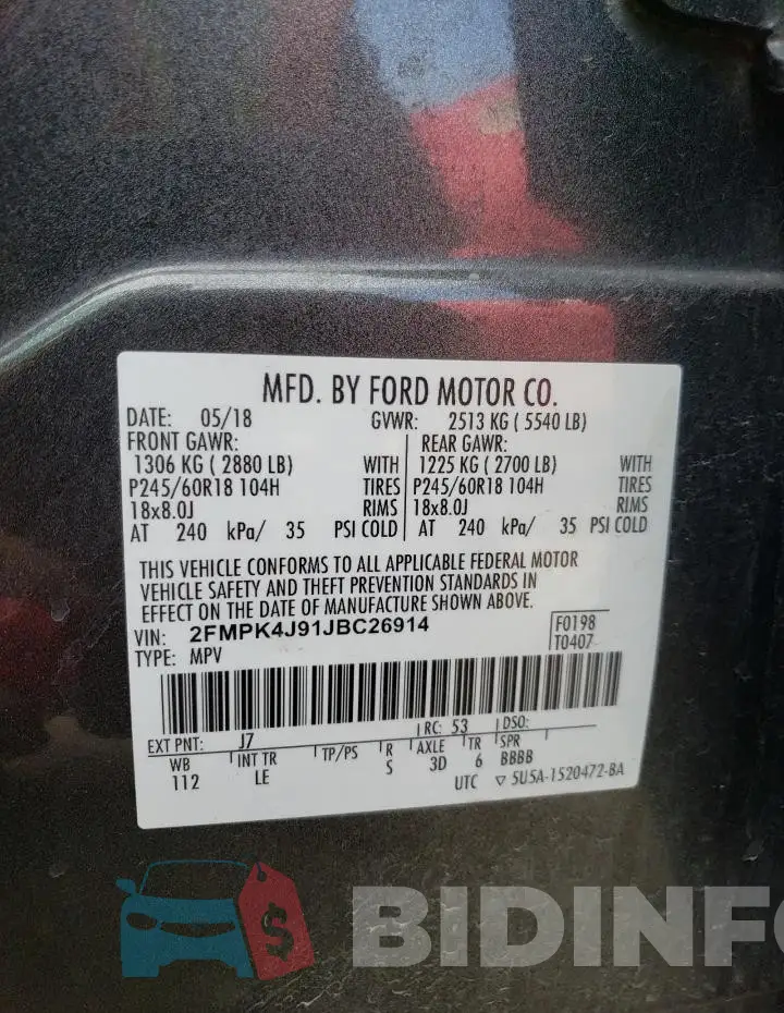2FMPK4J91JBC26914 Photo# 13