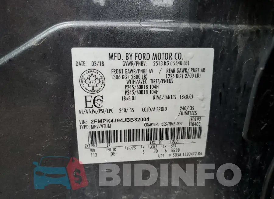 2FMPK4J94JBB82004 Photo# 12