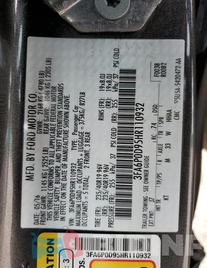 3FA6P0D95HR110932 Photo# 12