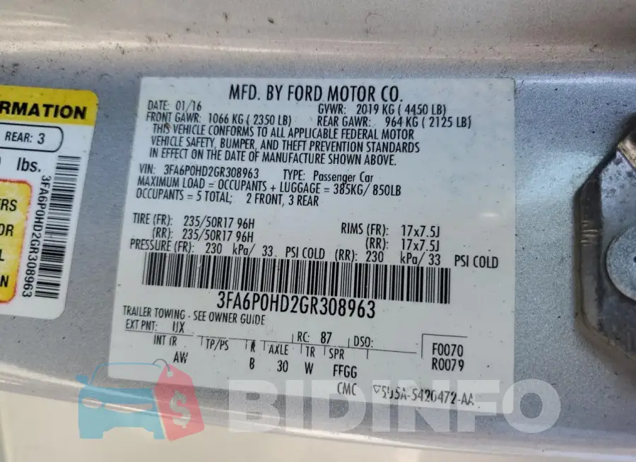 3FA6P0HD2GR308963 Photo# 13