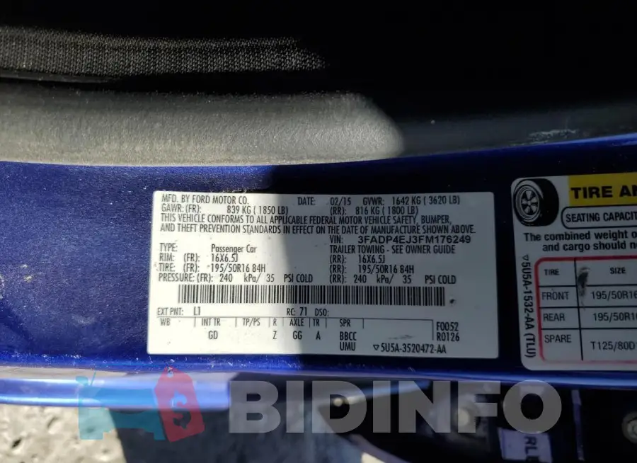 3FADP4EJ3FM176249 Photo# 12