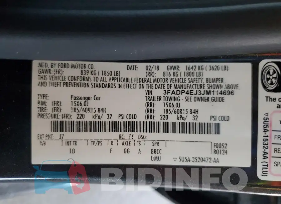 3FADP4EJ3JM114696 Photo# 12