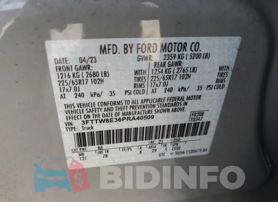 3FTTW8E36PRA40509 Photo# 12