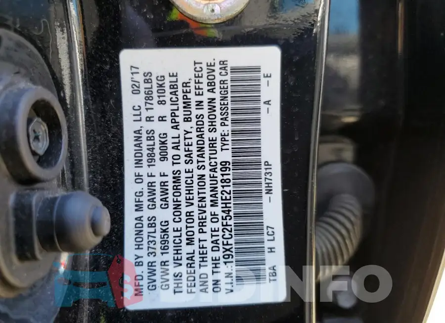19XFC2F54HE218199 Photo# 12