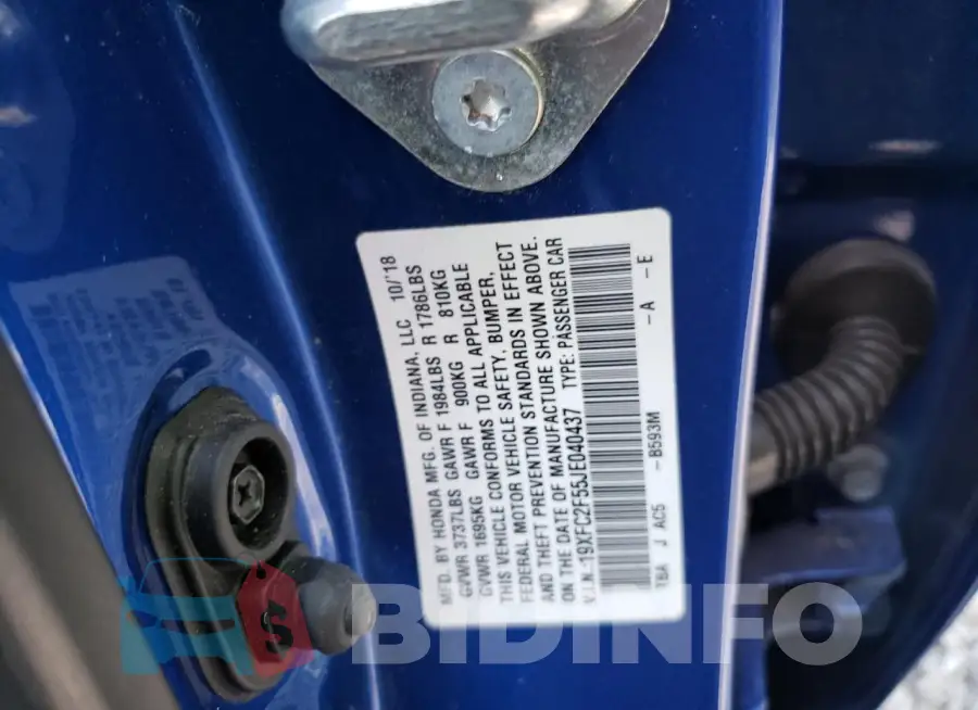 19XFC2F55JE040437 Photo# 12