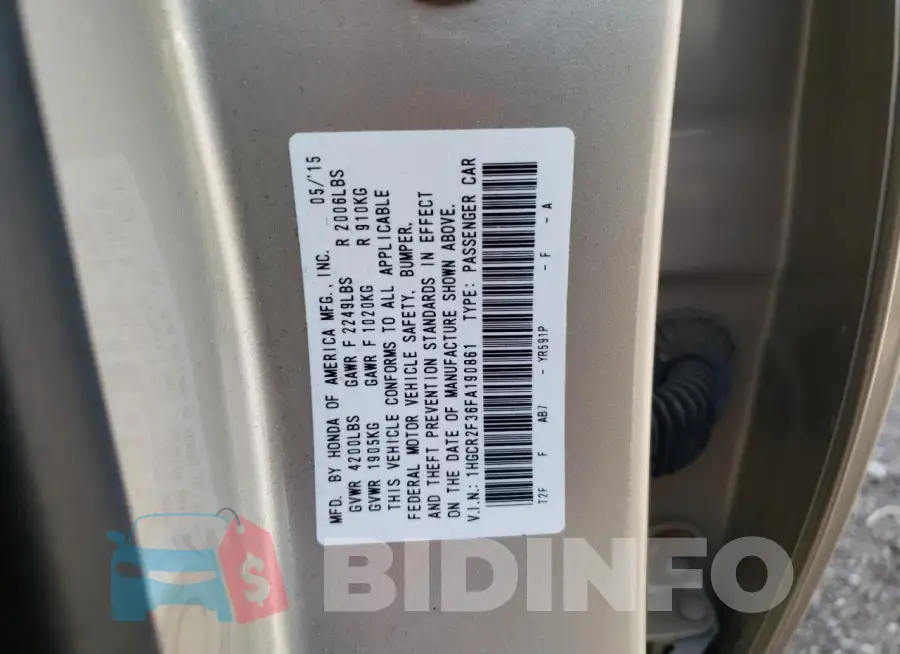 1HGCR2F36FA190861 Photo# 12