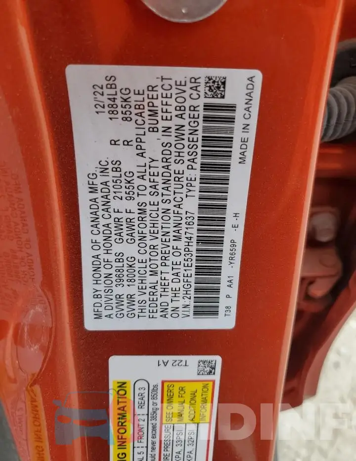 2HGFE1E53PH471637 Photo# 12
