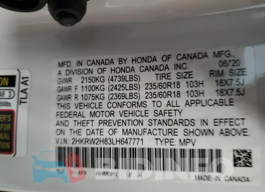 2HKRW2H83LH647771 Photo# 13