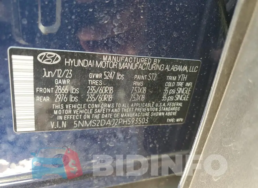 5NMS2DAJ2PH593503 Photo# 12