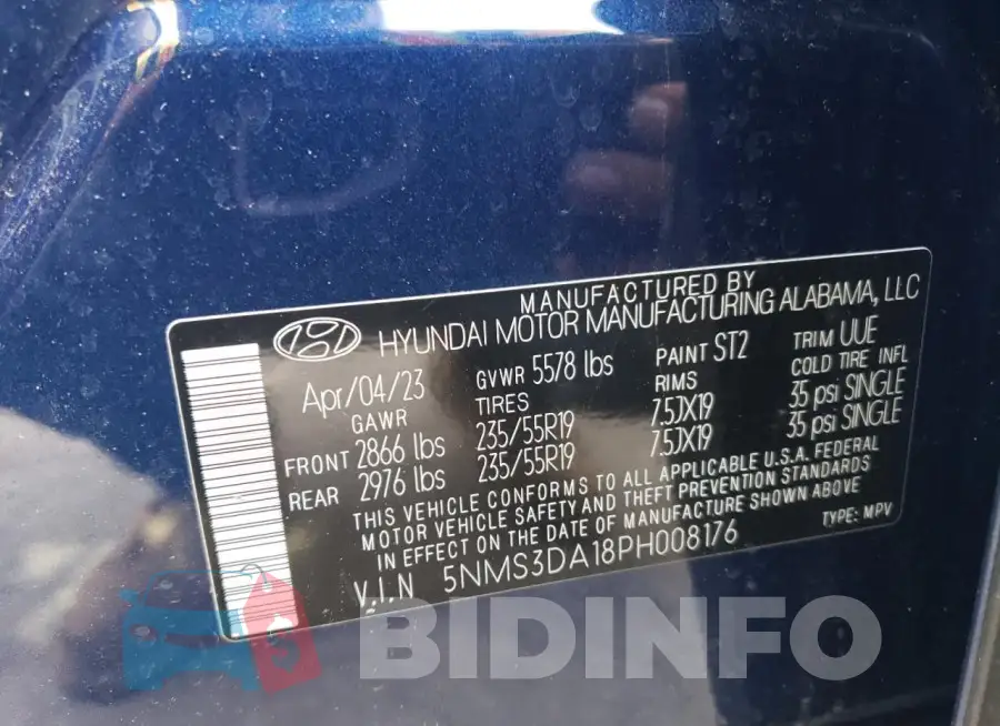 5NMS3DA18PH008176 Photo# 12