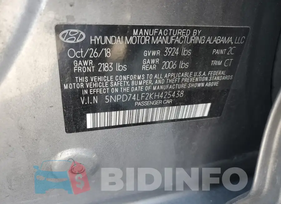 5NPD74LF2KH425438 Photo# 12