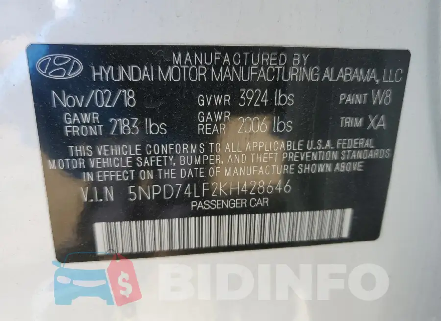 5NPD74LF2KH428646 Photo# 12