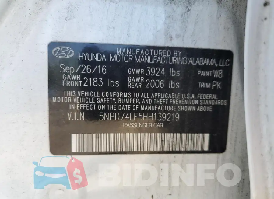 5NPD74LF5HH139219 Photo# 12