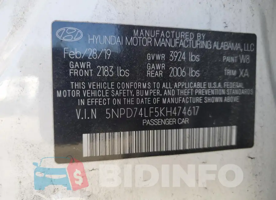 5NPD74LF5KH474617 Photo# 12
