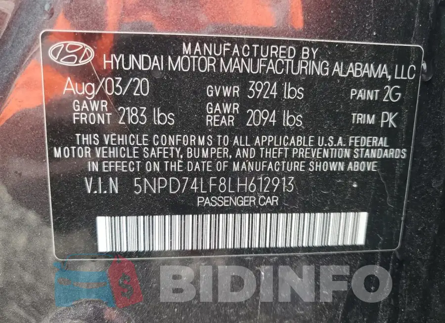 5NPD74LF8LH612913 Photo# 12