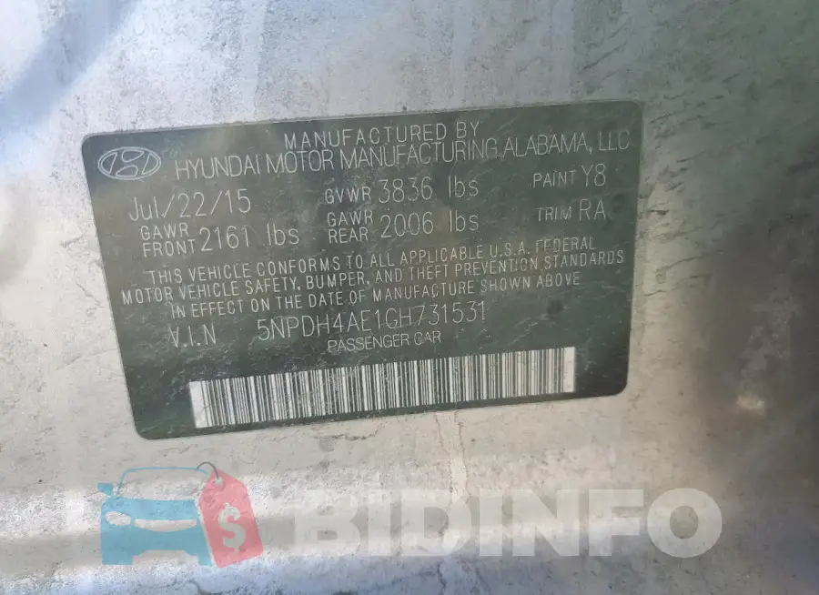 5NPDH4AE1GH731531 Photo# 12