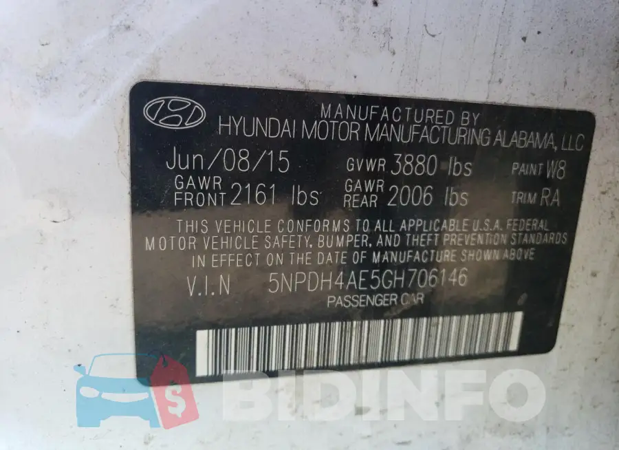 5NPDH4AE5GH706146 Photo# 12