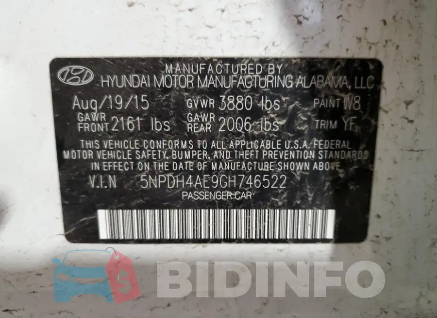 5NPDH4AE9GH746522 Photo# 12
