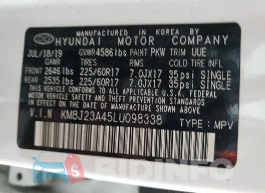 KM8J23A45LU098338 Photo# 13