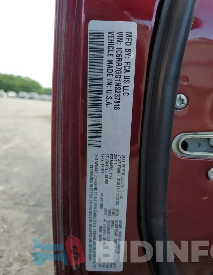 1C6RR7GG1NS237818 Photo# 12