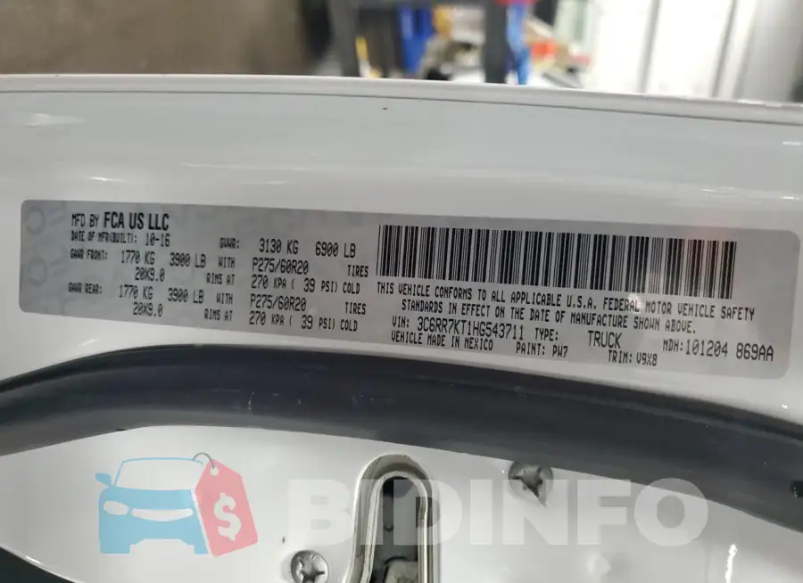 3C6RR7KT1HG543711 Photo# 12