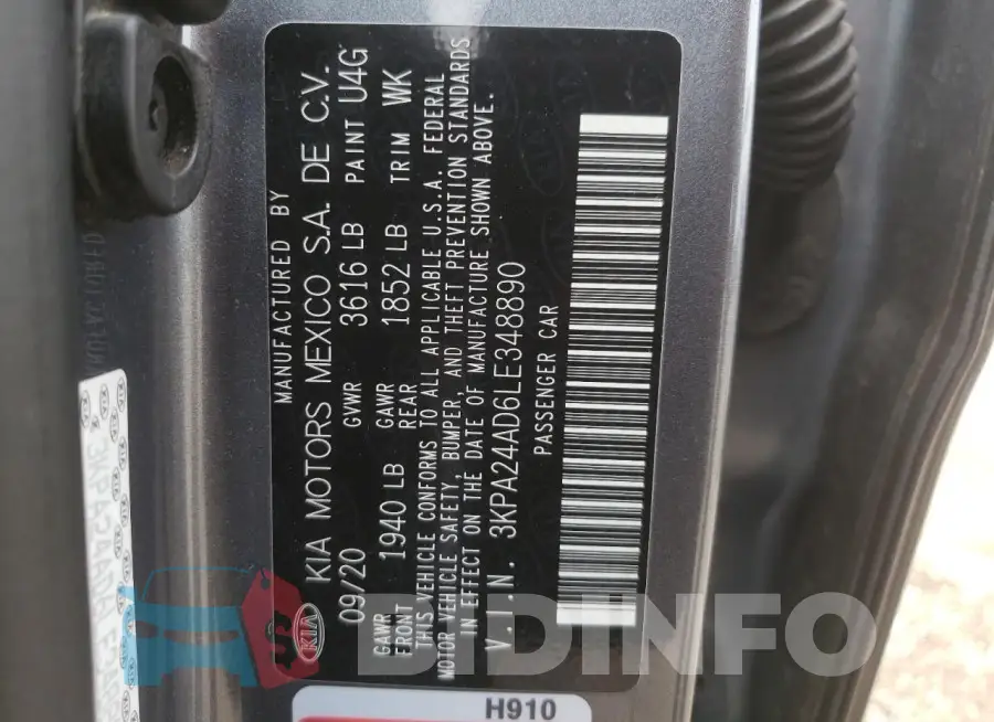 3KPA24AD6LE348890 Photo# 13