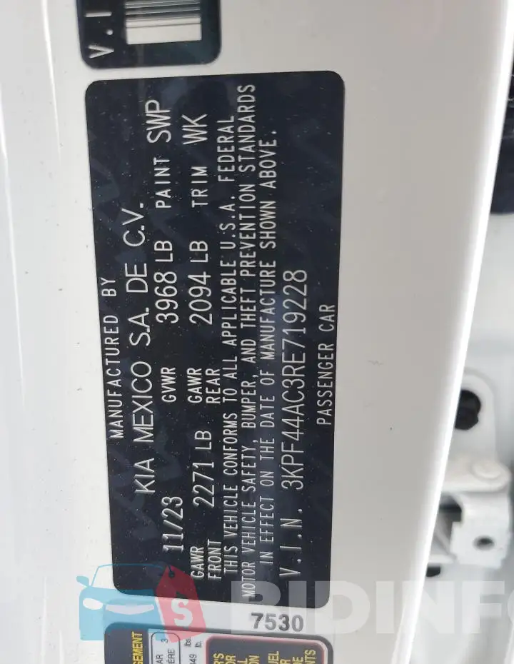 3KPF44AC3RE719228 Photo# 12