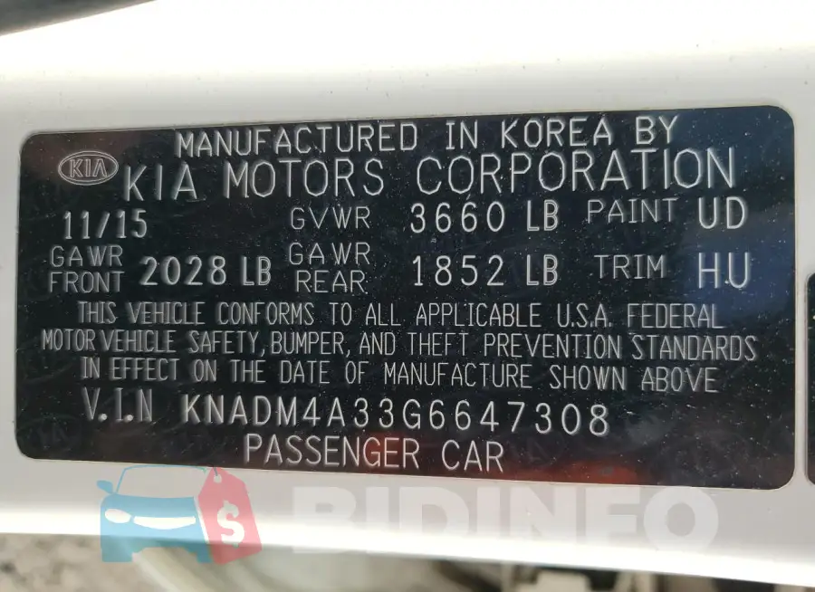 KNADM4A33G6647308 Photo# 12