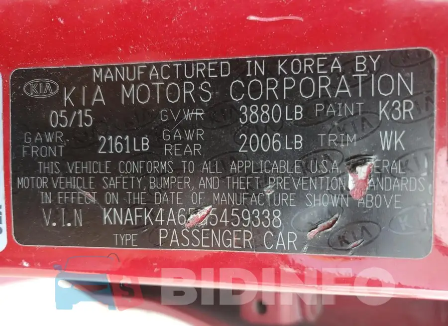 KNAFK4A65G5459338 Photo# 12