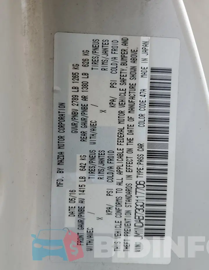 JM1NDAB73G0117706 Photo# 12