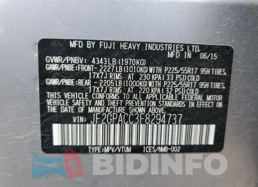 JF2GPACC3F8294737 Photo# 13