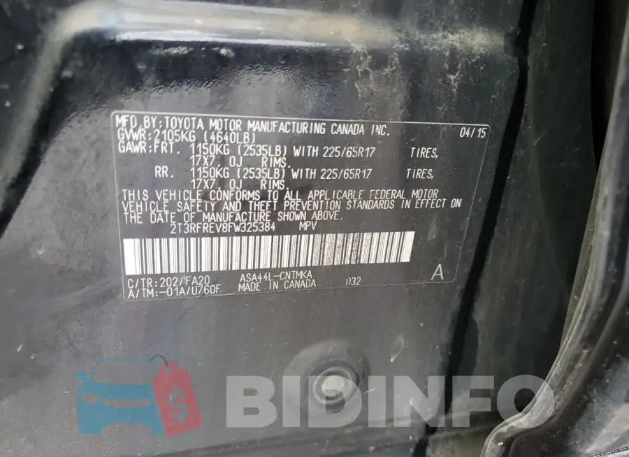 2T3RFREV8FW325384 Photo# 13