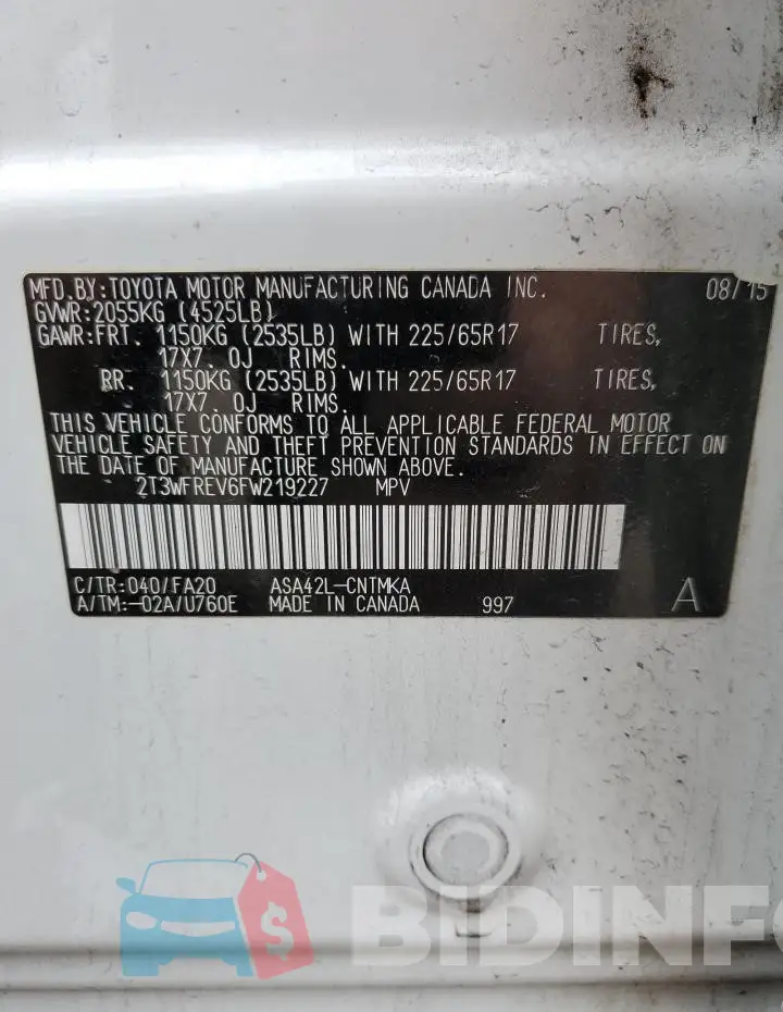 2T3WFREV6FW219227 Photo# 13