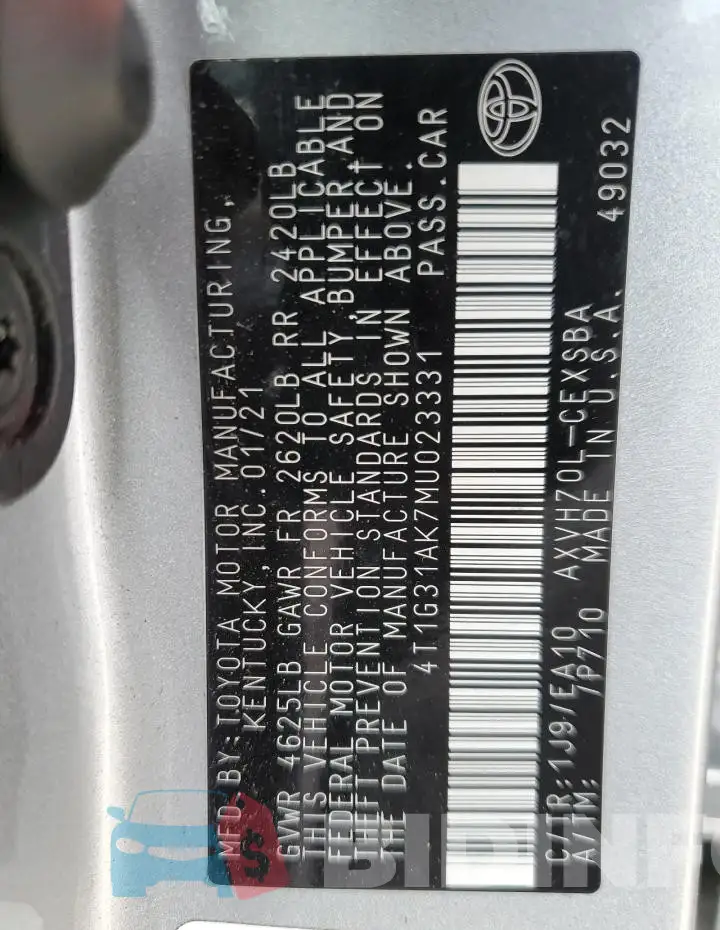4T1G31AK7MU023331 Photo# 12
