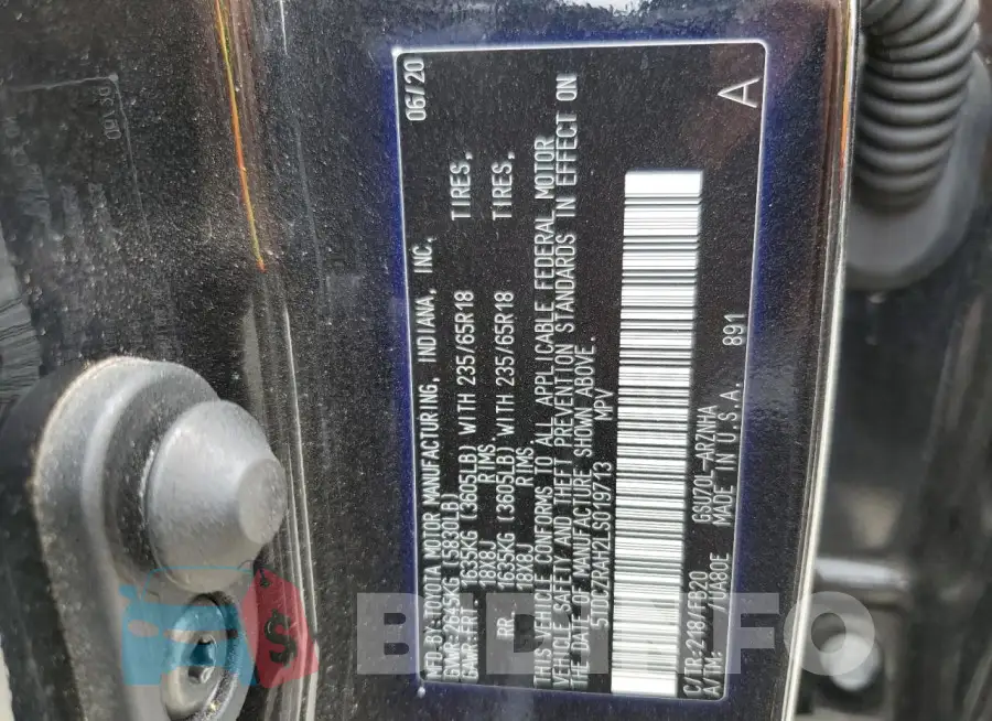 5TDCZRAH2LS019713 Photo# 14