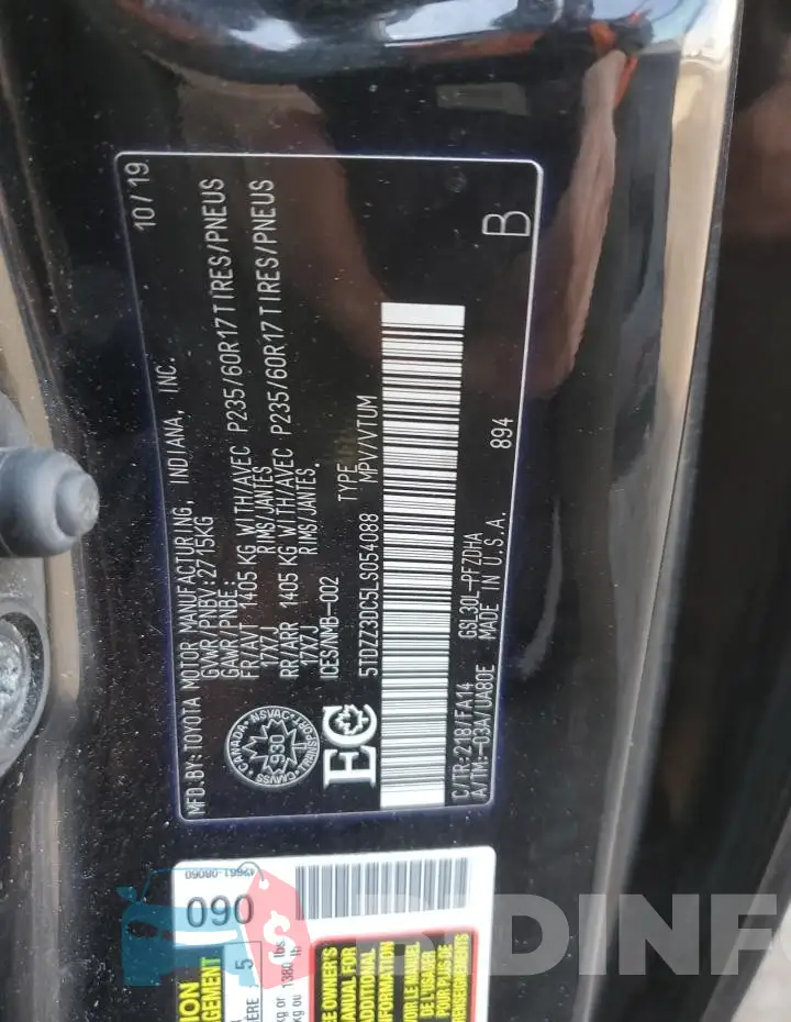 5TDZZ3DC5LS054088 Photo# 13