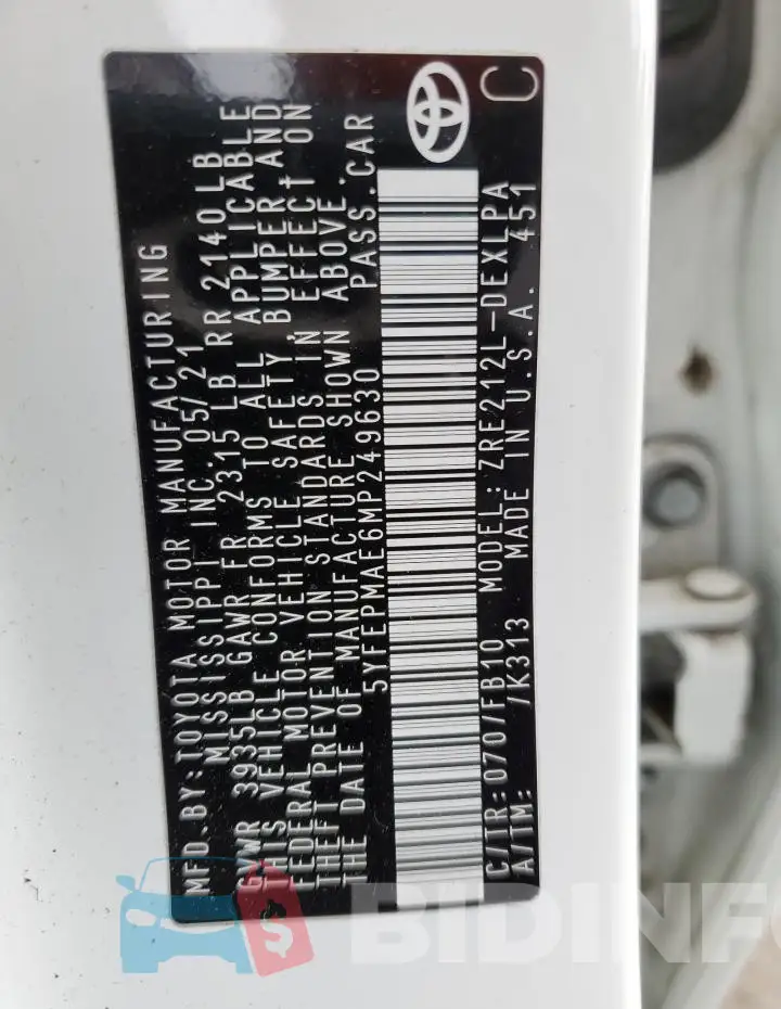 5YFEPMAE6MP249630 Photo# 12