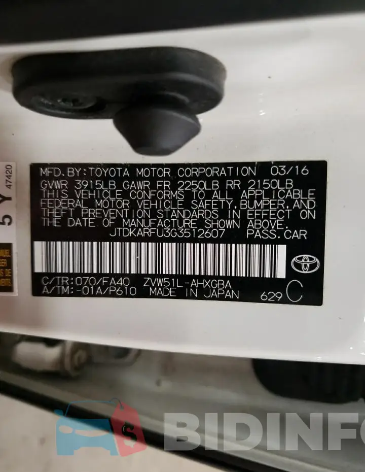 JTDKARFU3G3512607 Photo# 13