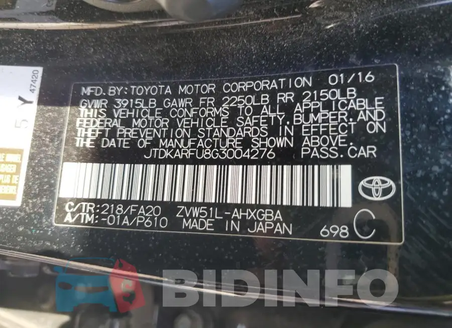 JTDKARFU8G3004276 Photo# 12