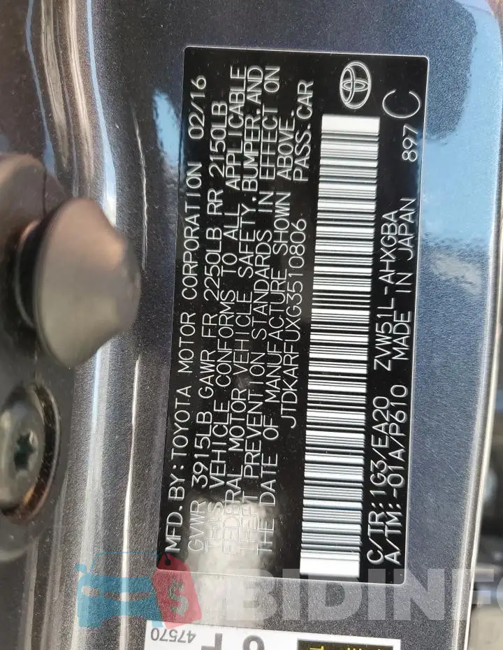 JTDKARFUXG3510806 Photo# 12