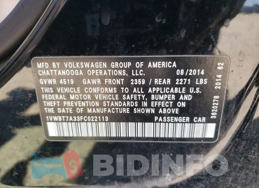 1VWBT7A33FC022113 Photo# 12
