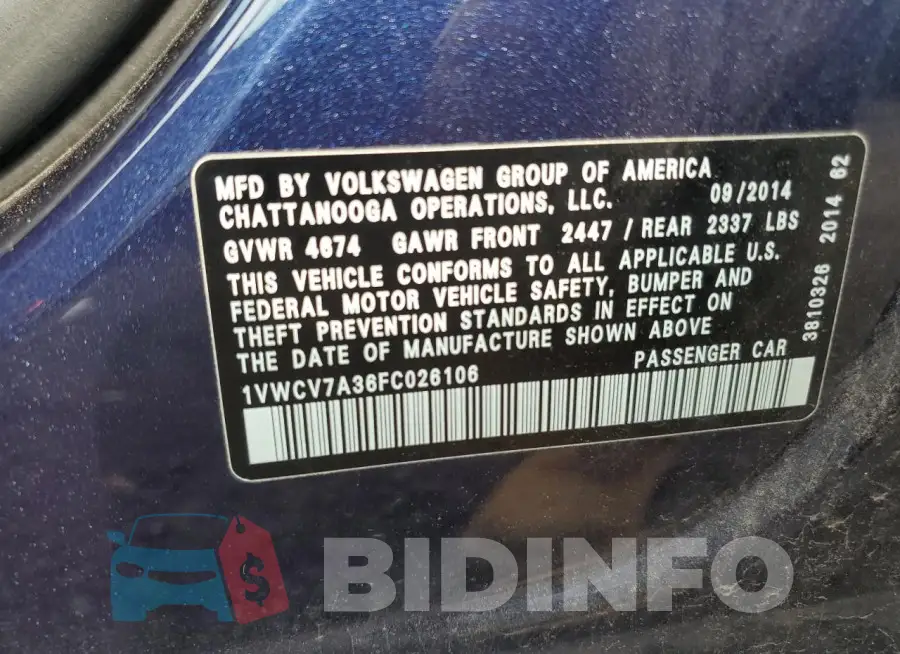 1VWCV7A36FC026106 Photo# 12
