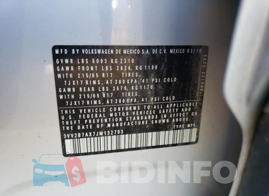 3VV2B7AX7JM132793 Photo# 14