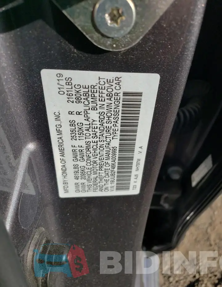 19UUB2F46KA009995 Photo# 12