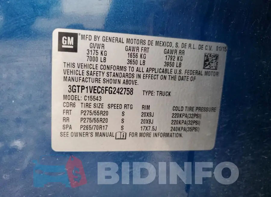 3GTP1VEC6FG242758 Photo# 12