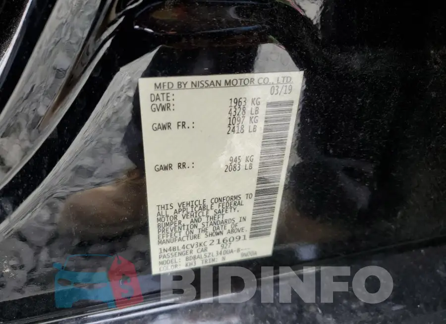 1N4BL4CV3KC216091 Photo# 12