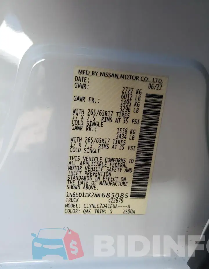 1N6ED1EK2NN685085 Photo# 12